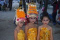 Young Female Participants at Religious Festival
